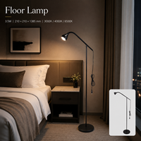 Lámpara de Pie con Control Táctil, Cuello de Cisne, 3.5W, 3 Modos de Color para Dormitorio, Sala de Estar, Lectura, Luz de Pie, Foco