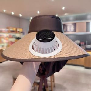 Gorra con Ventilador Solar, Sombrero de Paja de Ala Ancha, Recargable por USB, Protección Solar de Verano, Protección UV, Color Caqui, Beige, Negro - Product Image 2