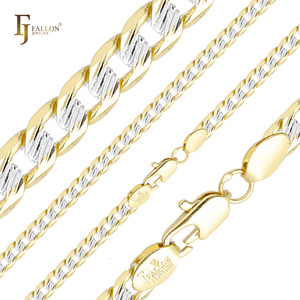 Chaîne à maillons curb link martelée de 7,5 mm FJ Fallon, bijoux fantaisie, plaquée or 14 carats, base en laiton - Product Image 4