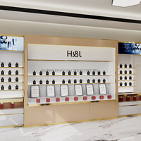 Rak pajangan parfum dekorasi mewah desain toko tampilan parfum kustom rak pajangan parfum kayu baru