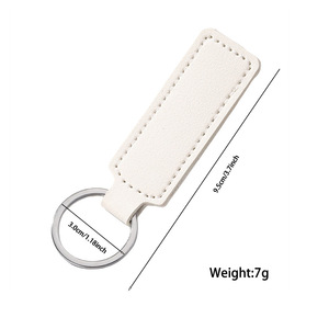 Wholesale UV Printing Round Rectangle PU Leather <b>Keyring</b> Holder Pendant Promotion Gift DIY Retro Blank Keychain - Product Image 5