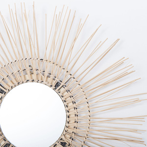 Rattan <b>Round</b> <b>Wall</b> <b>Mirror</b> Framed Colored Lens Decorative For Living Room Entryway Studio Home - Product Image 3