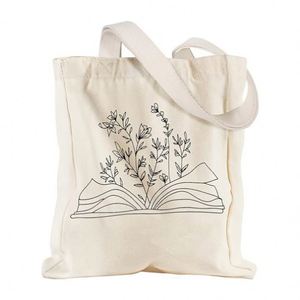 Bolsa de Compras Ecológica Personalizada, Reciclable, con Bolsillo, Bolsa de Lona de Algodón con Estampado Floral para Mujer, Diseño 2024 - Product Image 1