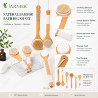 Cepillo de Baño Jarnier FSC de Bambú con Mango Largo para Masaje Corporal en Seco, Cepillo Exfoliante para Celulitis con Cerdas de Jabalí y Cuerda para Dama