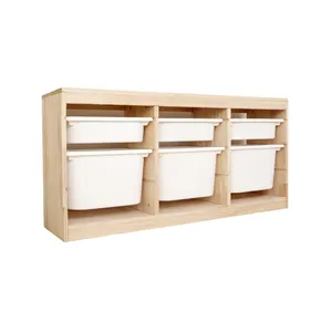 Wooden Storage Cabinet Custom Kids Furniture Toys Children Book Shelf Cupboard Pine Wood Modern