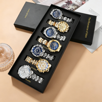 Nouvel ensemble cadeau de montre à quartz pour homme de 7 pièces avec cadran en alliage acrylique - Coffret cadeau élégant pour anniversaire