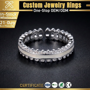Bague de mode pour femme, émail blanc, zircon cubique, bord festonné, double rangée pavée, large <span class=keywords><strong>bande</strong></span> ouverte, bague éternité, bijoux de mariage - Product Image 1