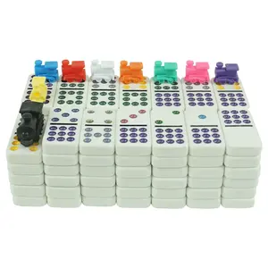 Manufacture Custom White Domino Game Set Tin Box Wholesale Double 12 9 6 Colorful Dots Dominos Table Game