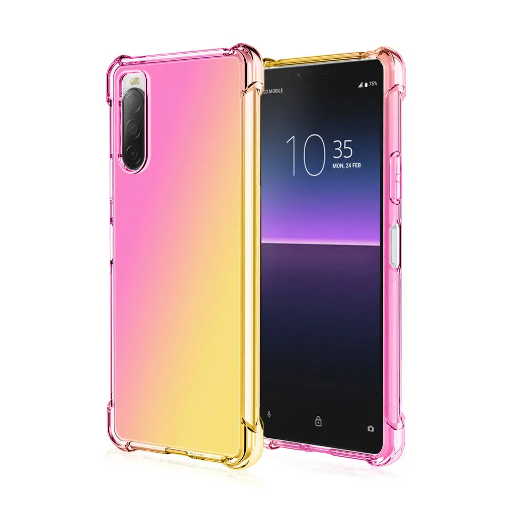 Rainbow Color Soft Clear TPU Case For Sony Xperia 1 5 8 10 II III IV Gradient Anti Shock Flexible Tpu Phone Cover For Xperia ACE