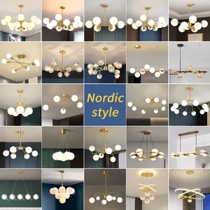 Glass Luxury Modern Ceiling Classical Home Bar Hotel Hand Blown Glass Chandelier Aluminum Vintage Retro Nordic Pendant Light