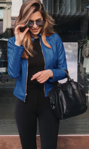 2026 nueva llegada moda mujer motocicleta nueva Otoño e Invierno moda mujer <span class=keywords><strong>PU</strong></span> traje chaqueta - Product Image 4