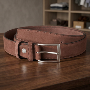 Ceinture en cuir véritable, cuir de vache, couleur unie, boucle à ardillon rectangulaire argentée, style formel, largeur 2,5 pouces, durable - Product Image 2
