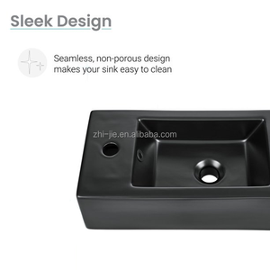 JETMAN Nouvelle Arrivée Noir <span class=keywords><strong>Lave</strong></span>-vaisselle Salle De Bains Céramique Rectangulaire Petit Mur Accroché Lavabo Lavabo Lavabo - Product Image 5