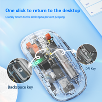 Mini souris sans fil ergonomique 2.4G + BT transparente à trois modes avec chargement silencieux rétroéclairé par LED pour téléphone tablette ordinateur