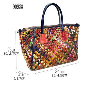Sac à main Ando en cuir de vache véritable pour femme, sac à bandoulière coloré en patchwork tissé - Product Image 6