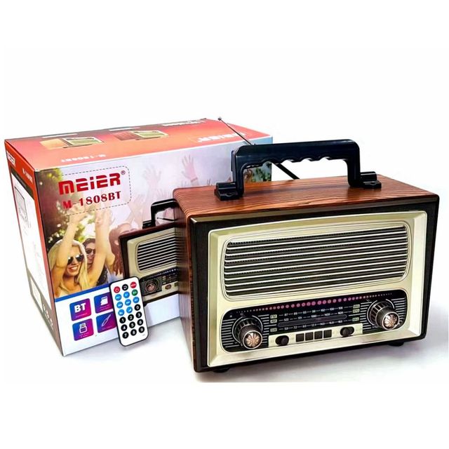 Vofull High Quality Wooden Vintage USB Radio M-1808BT 2400 MAh Rechargeable Long-range Retro Wireless Multi-functional Radio