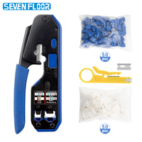 Kit d'outils de sertissage RJ45 RJ11 RJ12, dénudeur de fils manuel en acier, coupe-câbles pour câbles LAN Ethernet et téléphoniques, avec boîte