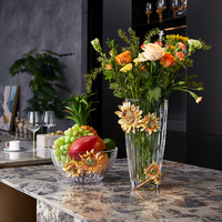 RORO nouveau design décor à la maison moderne luxe douce maison décorative émail fait à la main peinture tournesol cristal verre table bureau vase