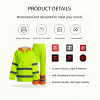 Combinaison de pluie haute visibilité JIADE, vêtements de travail imperméables et réfléchissants, veste à capuche et pantalon, ensembles de sécurité pour les travailleurs en extérieur