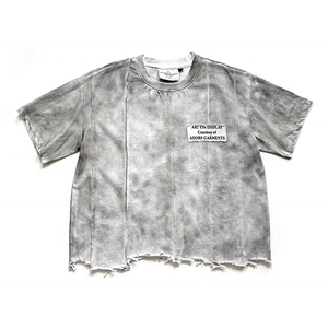 T-Shirt Vintage Personalizzata di Alta Qualità Lavaggio Acido Effetto Consumato Taglio Boxy Cropped e Sbiadito dal Sole - Product Image 1