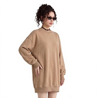 Robe sweat-shirt longue à manches régulières en coton épais délavé et vieilli 100 % coton pour femme RS, style américain, collection transfrontalière automne 2026