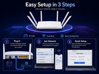Router WiFi de 1200Mbps, Router Inalámbrico de Doble Banda AC1200 WiFi 5, 2.4GHz 5GHz, Router de 6 Antenas para el Hogar y la Oficina