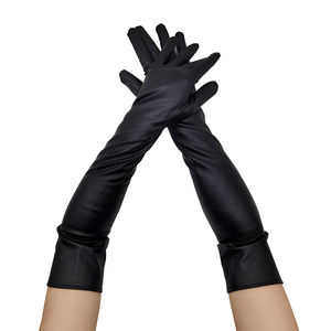 Mujeres musulmanas Mano negra Deporte de invierno Trabajo Conducción Golf Guantes de moda personalizados de cuero largo - Product Image 3