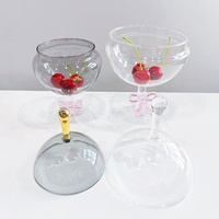 Pot à bonbons en verre transparent en forme de globe artisanal soufflé à la main avec un nœud rose, pot de rangement pour bonbons, collations, récipient décoratif