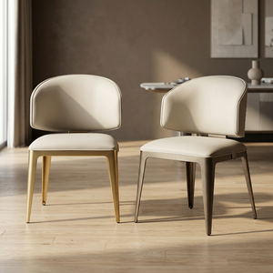 Modern Genuine Leather Living Room <b>Chair</b> Solid Back Metal Legs Ergonomic Design Home Furniture Minimalist <b>Style</b> - Product Image 4
