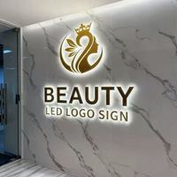 Enseignes murales LED rétroéclairées personnalisées en acier inoxydable 3D IP65 pour les magasins commerciaux, les hôtels, les entreprises, effet lumineux excellent