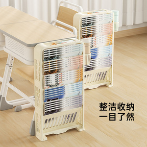 Organisateur de livres à 5 niveaux avec roulettes pour le rangement sur le bureau, papeterie et livres pour étudiants, multifonctionnel, portable, de type rectangulaire - Product Image 4