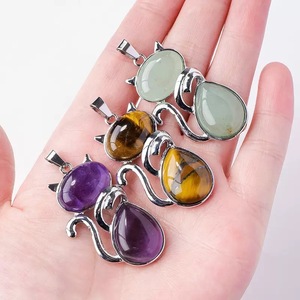 מגבישי קוורץ טבעי קריסטלים חתול תליוני תכשיטי אופנה להפוך לאבזרים שרשרת עיצוב הבית מתנה - Product Image 5