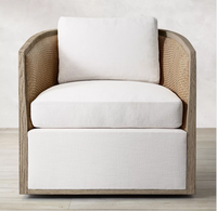 Fauteuil de salon moderne de style américain Rhoohill, fauteuil de détente en chêne blanc, structure en bois massif