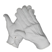 Gants en coton 100% avec manchette à bouton-pression, trois tendons noirs, pour uniforme formel blanc, cérémonie, parade, garde et tenue de circulation