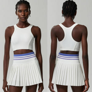 Rok tenis wanita pakaian Yoga 2 potong, Set pakaian Yoga pinggang tinggi, pakaian olahraga lari cepat kering, Set latihan kebugaran Gym - Product Image 6