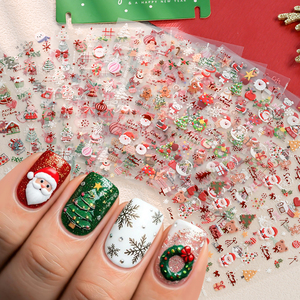 Pegatinas de uñas de Navidad 5D, oso de dibujos animados, árbol, pegamento trasero, pegatinas para decoración de uñas, bricolaje, <span class=keywords><strong>Feliz</strong></span> Año Nuevo, calcomanías para decoración de uñas - Product Image 1