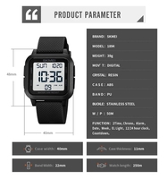 Jam Tangan Digital Pria SKMEI 1894 Fashion China, Tali Mesh Kreatif, Tahan Air, Stopwatch, MOQ Rendah, Jam Tangan Kasual