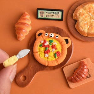 Cartoon <b>Pizza</b> Tray Bread Plate Resin Hand-painted Irregular <b>Shape</b> DIY Jewelry Accessory Eco-Friendly Miniature Food Play Doll - Product Image 1