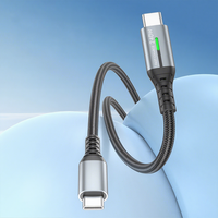 Kabel Pengisian Cepat LED 240W dengan Jalinan Nilon dan Konduktor Tembaga Murni untuk Type-C ke Type-C IOS/Android & untuk Perangkat