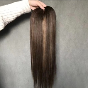 Postizo <span class=keywords><strong>de</strong></span> Cabello Humano Virgen Europeo 100%, Sin Pegamento, Base <span class=keywords><strong>de</strong></span> Seda 6x7, con Clip, Raíz Marrón con Balayage Rubio - Product Image 4
