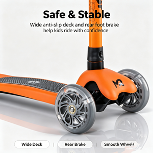 Trottinette à 3 roues pour enfants, <span class=keywords><strong>orange</strong></span> vif, avec roues en PU lumineuses, guidon réglable et système de direction par gravité, nouvelle A6 - Product Image 2