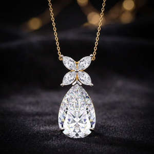 Collier pendentif diamant taille poire plaqué or 18 carats, motif papillon, chaîne fine de luxe pour femme - Product Image 2