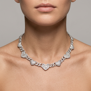 สร้อยคอหรูหราแบบ Heart Clasp พร้อมจี้เพชรทรงกลมขนาด 1 มม. ชุบเงิน เหมาะสำหรับทุกเพศ เป็นของขวัญสำหรับงานปาร์ตี้ - Product Image 1