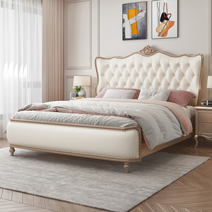 Lit plateforme moderne de luxe européen en cuir rembourré avec rangement, en bois massif, taille <span class=keywords><strong>King</strong></span>, Double ou Queen - Product Image 2