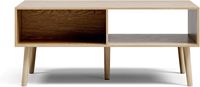 Table basse extensible moderne en bois massif de style nordique avec rangement pour le salon