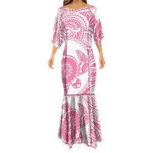 Гавайская Плюмерия, полинезийское платье с цветочным принтом, индивидуальный пошив, Формальные платья-русалки, Красное длинное платье для выпускного вечера, вечерние платья - Product Image 4