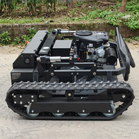 Tondeuse à gazon télécommandée automatique DIY avec chenilles en caoutchouc tout-terrain, robot agricole RC, fonction de braquage zéro, souffleuse à neige