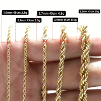 Chaîne torsadée en or jaune massif 18 carats PCX Oro, chaîne italienne torsadée à coupe diamant 2-5 mm, bijoux en or Au750 pour hommes