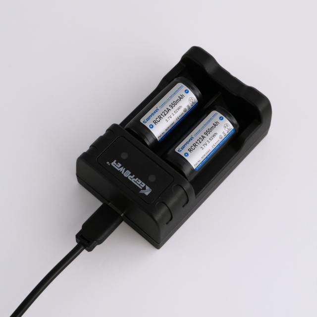 Keeppower 2PCS Rechargeable CR2 Type C Li-ion Battery Charger RCR2 for 3.7V 14280 15270 RCR2 RCR123A 16340 18350 Battery