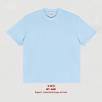 Kaos Unisex 305g 100% Katun Rajut Tebal Vintage Longgar Polos Warna Solid Bernapas Antibakteri Logo Kustom
